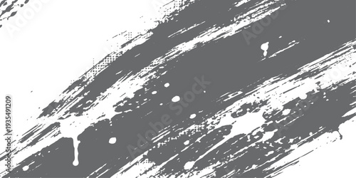 A vintage abstract grunge background vector illustration features a black ink splash border and dirty paint splatter texture on a rough paper pattern design with brush spray elements