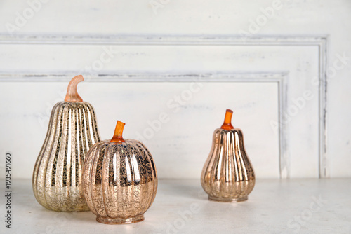 Decorative pumpkins on tabl...