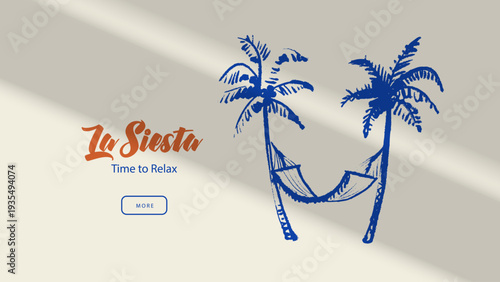 Italy Mediterranean coastal vacation banner with palms. Hand drawn sketch beach poster. Dolce vita summer vibe. Vintage summer crayon vector illustration