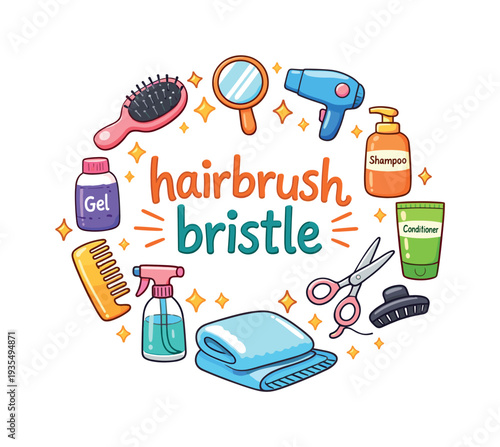 hairbrush bristle. Hand drawn illustration of hairbrush bristle. hairbrush head, close-up bristles, comb,