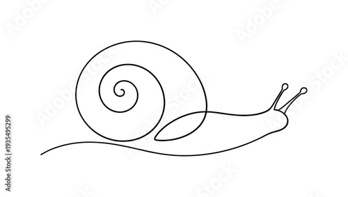 Minimal snail outline illustration symbolizing calm lifestyle and natural design element