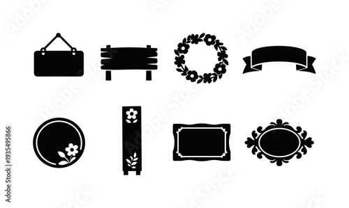 Welcome Spring Icons. Welcome spring sign outline. Filled icon set of Welcome spring sign outline: welcome