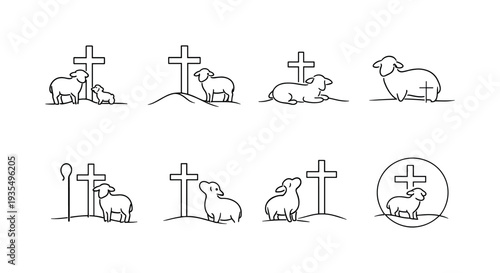 Countryside decorative horizontal divider set with rural landscape and farm elements