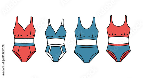 Bodysuit Line art vector set dynamic creative style illustration