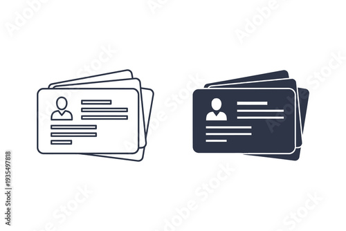 Two stacks of identification cards with different colors and a person icon Vector