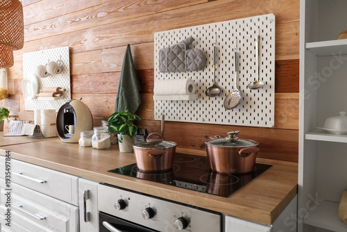 White counter and peg board...