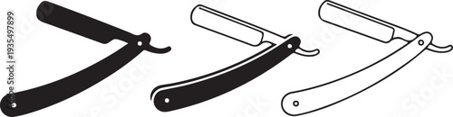 Three straight razors in different styles and colors