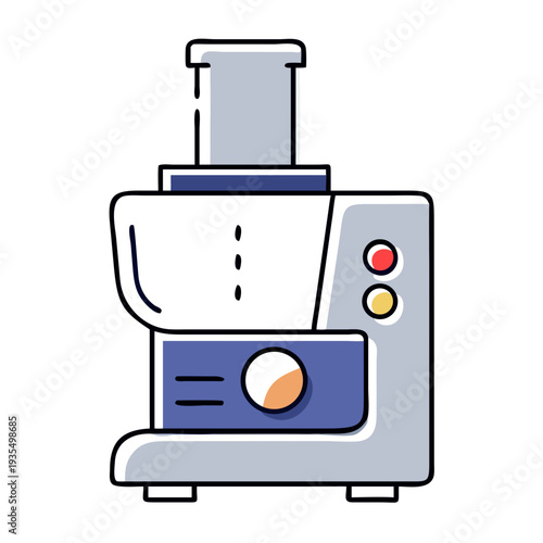 Food processor with modern design in blue and white colors for cooking  