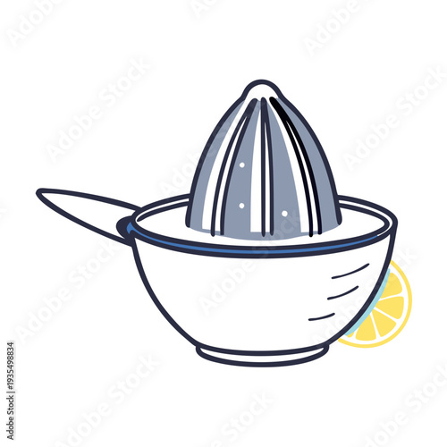 Lemon squeezer with lemon slice for food preparation concept  
