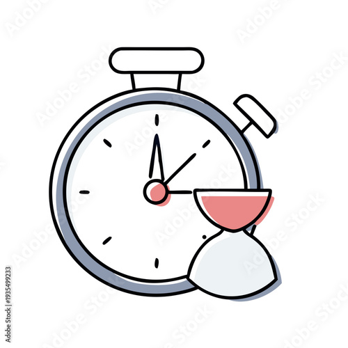 Timer with hourglass on a white background for cooking preparation  