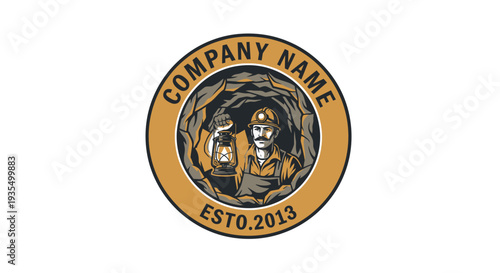 Miner holding lantern inside a dark mine shaft.