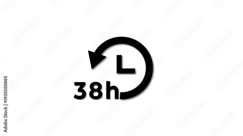 Abstract 38 hours clock with circle arrow animated. Clock timer, time ...