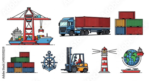 Shipping and Logistics Icons Set.