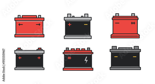 Car Battery Line art colorful digital color vector