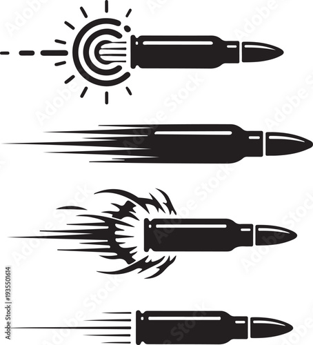 Bullets flying through the air with one hitting a target