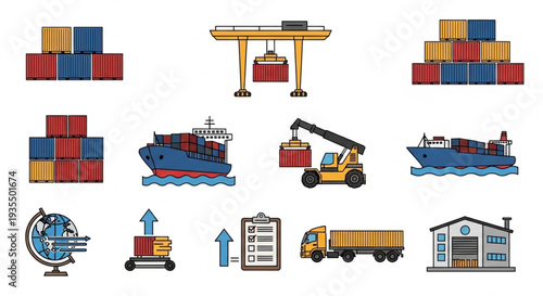 Shipping and Logistics Icons Set.