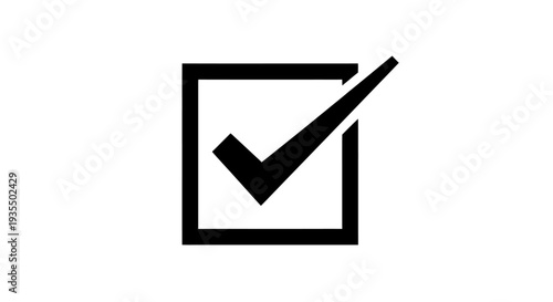 Black Checkmark Icon in Square Box.