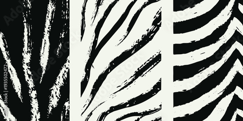 Abstract black and white brushstrokes creating a textured dynamic pattern
