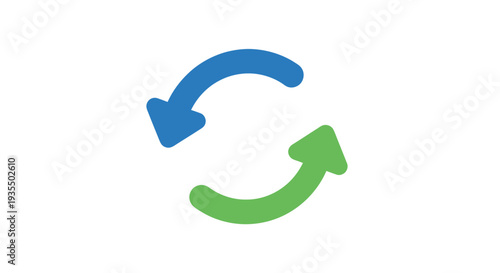 Blue and Green Circular Arrows Icon.