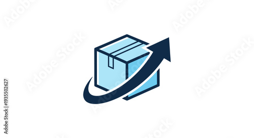 Blue Box with Arrow Graphic Illustration.