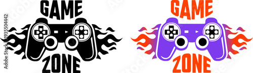 Game Zone Typography with Controller – Gaming Logo Vector