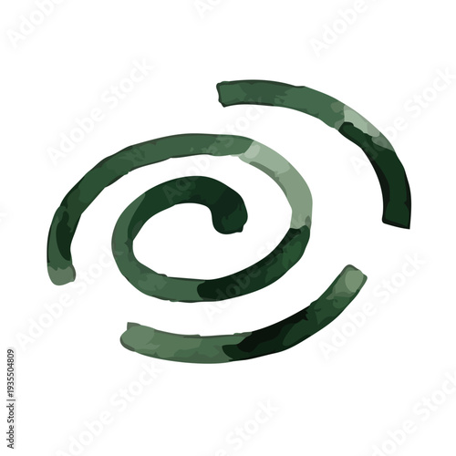 Hand drawn watercolor mosquito coil illustration, Japanese summer tradition and insect repellent／蚊取り線香