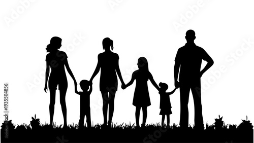 Loving family holding hands in a serene outdoor setting