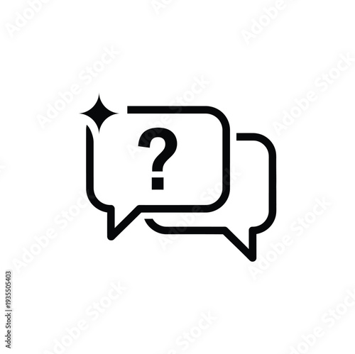 Illustration of a question mark in a speech bubble symbolizing inquiry and discussion