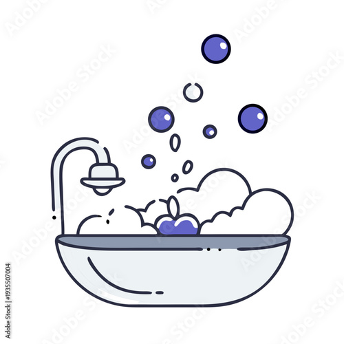Bubbles in sink with water flowing for kitchen cleaning concept  