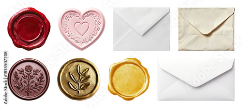PNG Elegant wax seals envelopes collection on transparent background