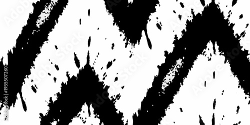 Abstract black and white ink splash pattern with jagged irregular shapes