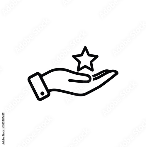 Hand holding a star illustration with simple lines and minimalist design