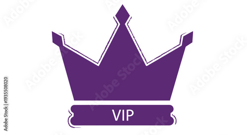 Purple crown illustration with VIP teZt on a white background