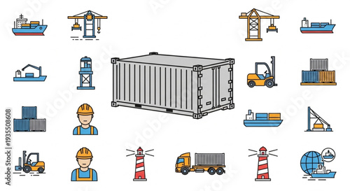 Shipping Container and Logistics Icons.