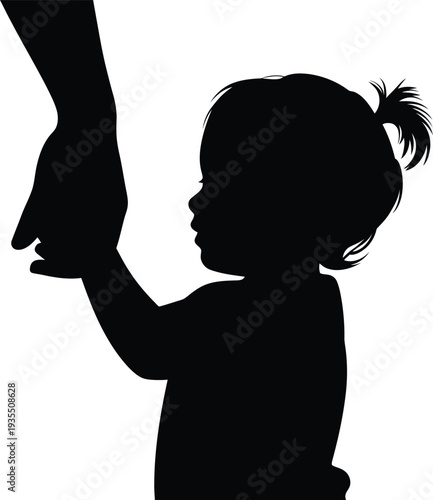 Silhouette of Baby Girl Holding Adult Hand