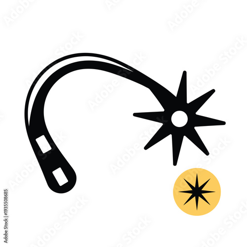 Black silhouette of a futuristic weapon with starburst effects