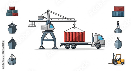 Shipping Container Being Loaded Truck.