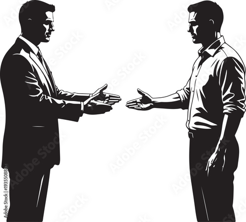 Two men in business attire engaged in conversation