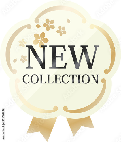 高級感のある春の販促エンブレム　アイボリー＆ゴールド