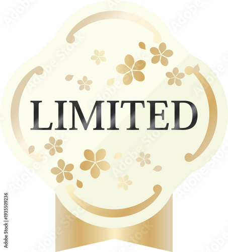 高級感のある春の販促エンブレム　アイボリー＆ゴールド