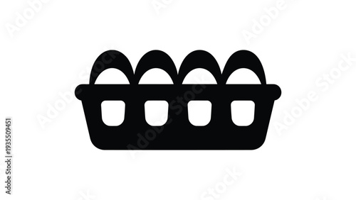 Egg storage crate icon representing safe and organized food container silhouette.Egg storage crate icon representing safe and organized food container silhouette.