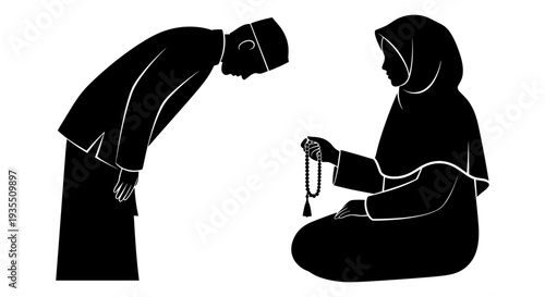 A person assisting another with a medical examination using a stethoscope. Vector, illustration