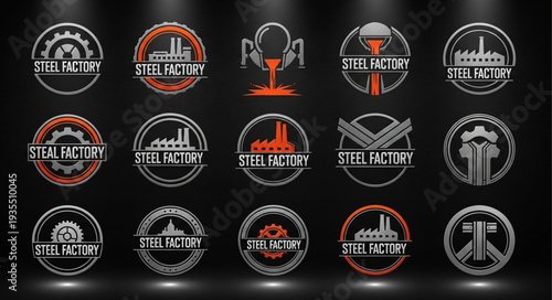Collection of Steel Factory Logos and Emblems.