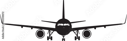 Airplane front view icon. Clipart image isolated on white background
