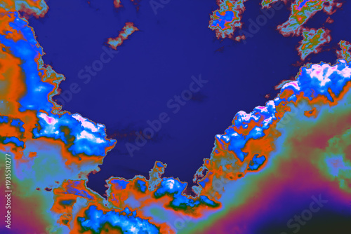 Psychedelic Neon Cloudscape with Vibrant Gradient Sky Background