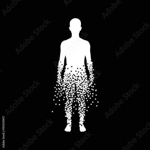 Disintegrating Human Silhouette with Dotted Effect.
