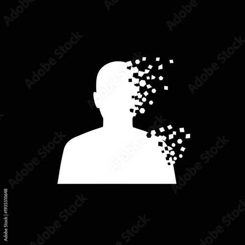 Man Disintegrating into Small White Particles.