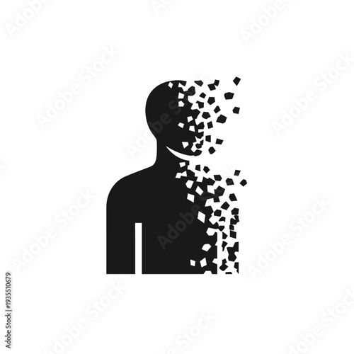 Man Disintegrating into Small Particles Silhouette.