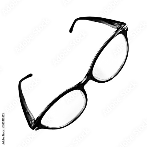Eyeglasses in halftone style. Monochrome dotted vector illustration of optical glasses symbolizing vision, eyesight correction, reading and modern eyewear accessory isolated on white.