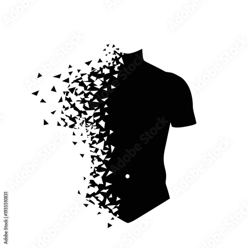 Disintegrating Black T Shirt Silhouette.
